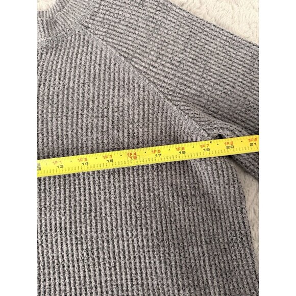 Old Navy Gray Waffle Knit Henley Sweater Long Sleeve Pullover Top Women’s Size L - Picture 4 of 7